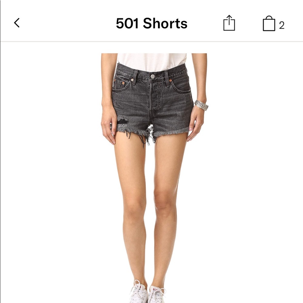 Slashed Black Levi’s 501 Jean Shorts